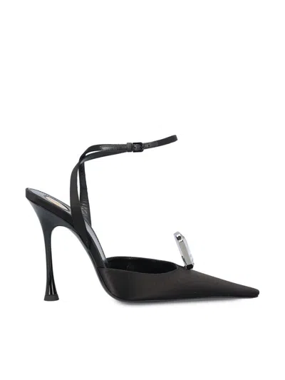 Saint Laurent Heeled Shoes In Black/black/crystal