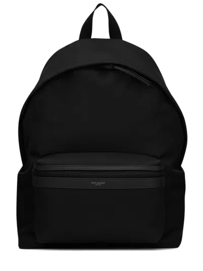 Saint Laurent Height 41 Cm; Width 31 Cm; Depth 15-22 Cm Nylon Mini Backpack With Debossed Front Zip  In Nero