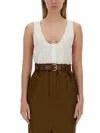 Saint Laurent Cotton Poplin Tank Top In White