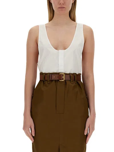 Saint Laurent Henley Tank Top In White