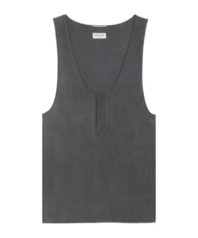SAINT LAURENT SAINT LAURENT HENLEY U-NECK TOP