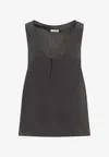 Saint Laurent Scoop-neck Silk Tank Top In Gray