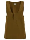 Saint Laurent Cotton And Linen Twill Tank Top In Green