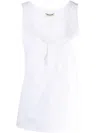 Saint Laurent Paris Women Canotta Henley In Popeline Di Cotone In White
