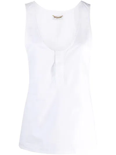 Saint Laurent Henley  Tank Top In White