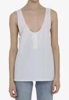 Saint Laurent Henley Tank Top In White