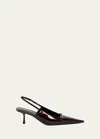 Saint Laurent Hermione Leather Kitten Slingback Pumps In Deep Bordeaux