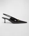 Saint Laurent Hermione Leather Kitten Slingback Pumps In Nero