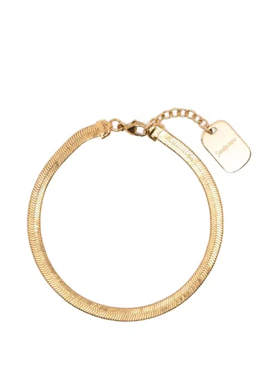Saint Laurent Herringbone-chain Bracelet In Gold