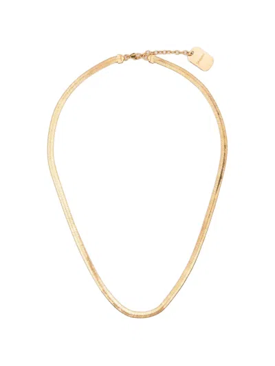 Saint Laurent Herringbone-chain Necklace In Gold