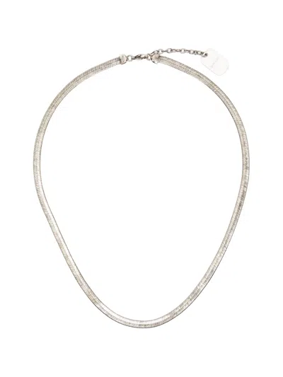 Saint Laurent Herringbone-chain Necklace In Silver