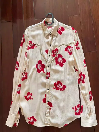 Pre-owned Saint Laurent Hibiscus Shirt In White
