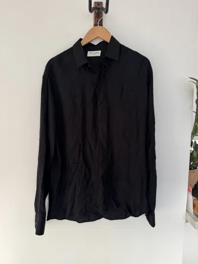 Pre-owned Saint Laurent Hidden Buttons Heavy Viscose Shirt In Black