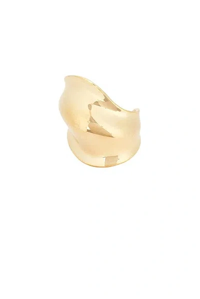 Saint Laurent High Armour Cuff Bracelet In Gold