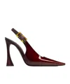Saint Laurent Stone Glossy Slingback Pumps In Black