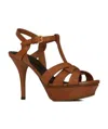 Saint Laurent Tribute 105mm Leather Platform Sandals In Brown