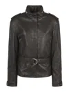 SAINT LAURENT SAINT LAURENT HIGH NECK BELTED SHORT JACKET