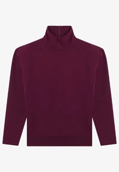 Saint Laurent High-neck Boxy Sweater In Purple
