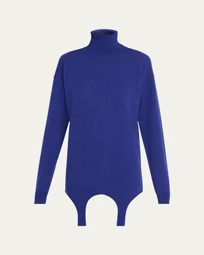 SAINT LAURENT HIGH-NECK CASHMERE MINI DRESS WITH GARTER ATTACHMENT