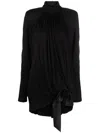 Saint Laurent High-neck Draped Minidress In Schwarz