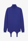 Saint Laurent Women Cashmere Sweater With Garter Detail In Blue