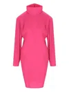 Saint Laurent High-neck Midi Dress In Pink