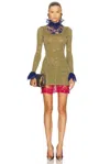 Saint Laurent High Neck Mini Dress In Multi