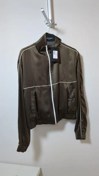 Saint Laurent High-neck Silk Track Jacket In Black