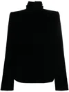 Saint Laurent Samtbluse Mit Stehkragen In Schwarz