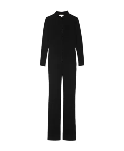 Saint Laurent High-neck Zipped Jumpsuit In Black