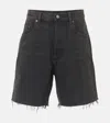 Saint Laurent Faded Denim Bermuda Shorts In Black