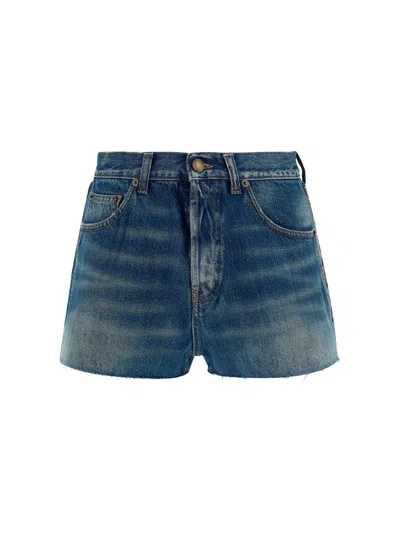 SAINT LAURENT HIGH RISE DENIM SHORTS