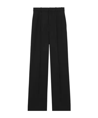 Saint Laurent High-rise Pants In Wool In Black