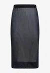 Saint Laurent High-rise Pencil Midi Skirt In Blue