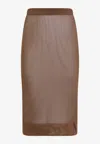 Saint Laurent Knit Pencil Skirt In Brown
