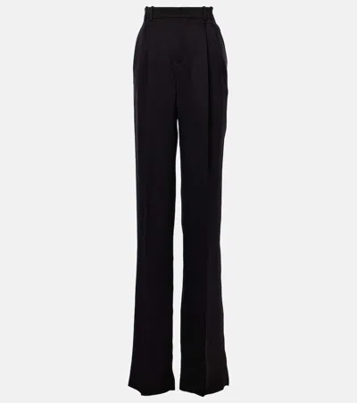 SAINT LAURENT HIGH-RISE SILK SATIN STRAIGHT PANTS