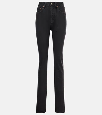 Saint Laurent High-rise Slim Jeans In Black