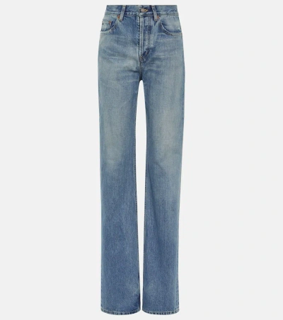 Saint Laurent High-rise Straight Jeans In Light Blue