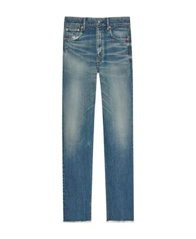 SAINT LAURENT SAINT LAURENT BUTTON DETAILED STRAIGHT LEG JEANS