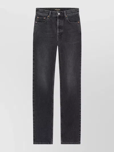 Saint Laurent Straight Leg Trousers Five Pocket Design In Black