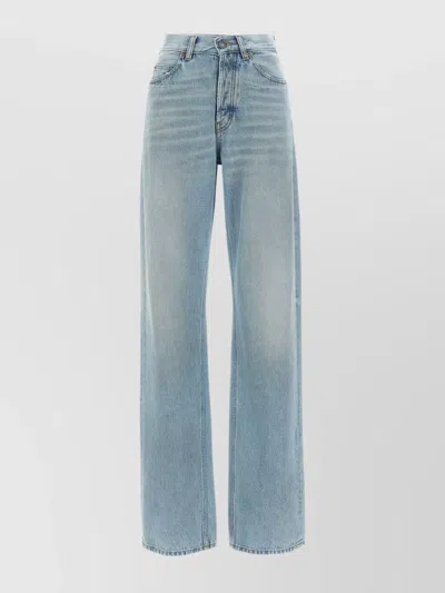 Saint Laurent High-rise 'v' Jeans With Belt Loops In Blue