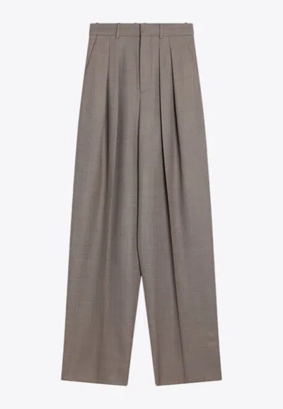 SAINT LAURENT HIGH-RISE WIDE-LEG WOOL PANTS