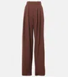 Saint Laurent High-rise Wool Gabardine Wide-leg Pants In Brown