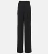 Saint Laurent Wide Leg Trousers In Grain De Poudre In Noir