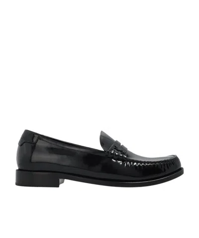 Saint Laurent Cassandre Patent Leather Loafers In Black