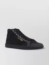 Saint Laurent High-top Leather Lace-up Sneakers In Organic Cotton Canvas In Black