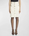 SAINT LAURENT HIGH-WAIST BUTTON-FRONT STRAIGHT VISCOSE SKIRT