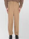 Saint Laurent High Waist Carrot Fit Wool Trousers In Brown