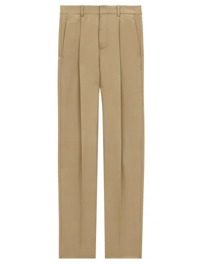 Saint Laurent High Waist Carrot-fit Trousers In Brown