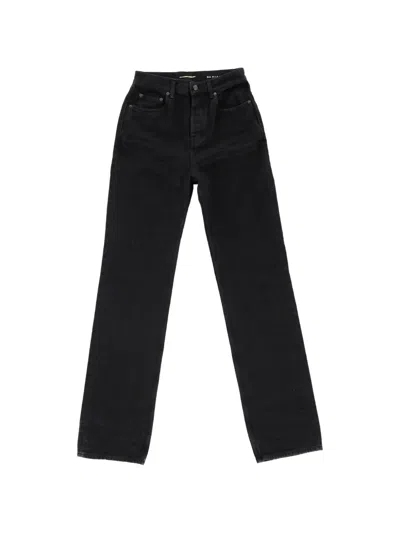 Pre-owned Saint Laurent High-waist Cotton Jeans In Black